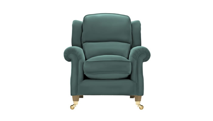 Parker Knoll Henley Armchair in Madri Ocean Leather with Vintage Oak Legs